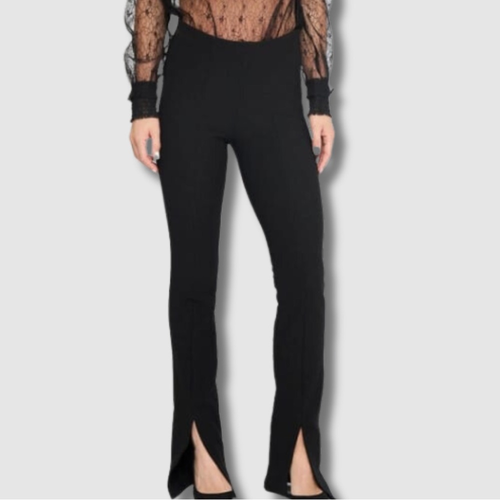Zara Black High Rise Flared Split Hem Pants Sz. Medium - Picture 2 of 9